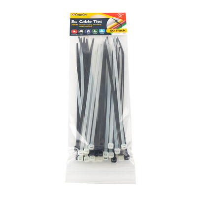 Cable Ties 8" Black & White | 50-Pack